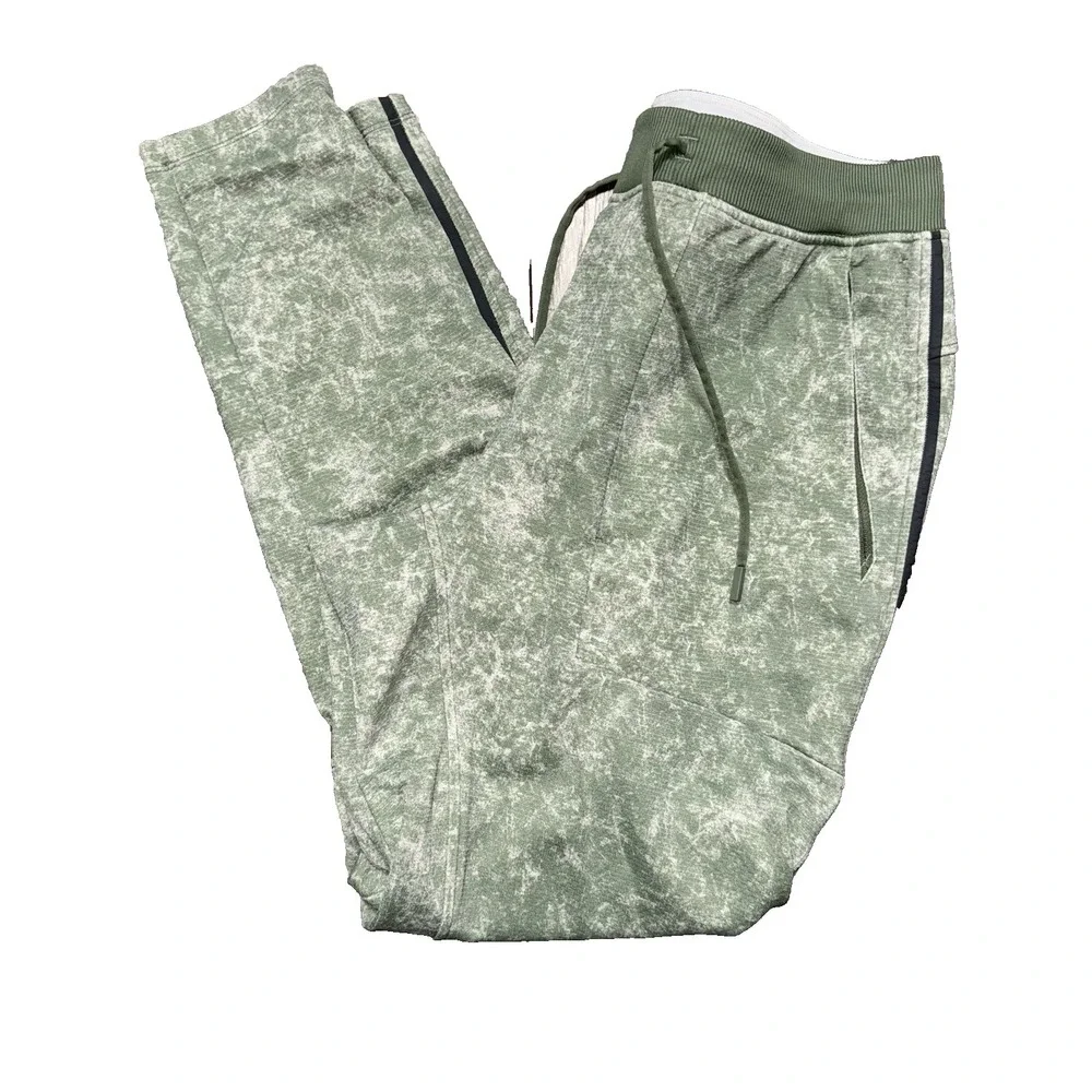 Lululemon Textured Tech Pant Denim Wash Print Green Twill Multi Men's Size Large
